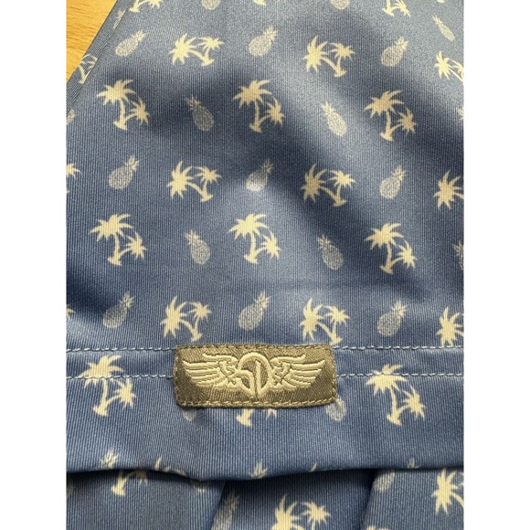 Straight Down Performance Polo Shirt Men's XL Blue Palm Trees Pineapple Stretch - Picture 7 of 8